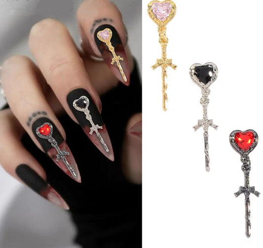 Long Cross, Metal Nail Art