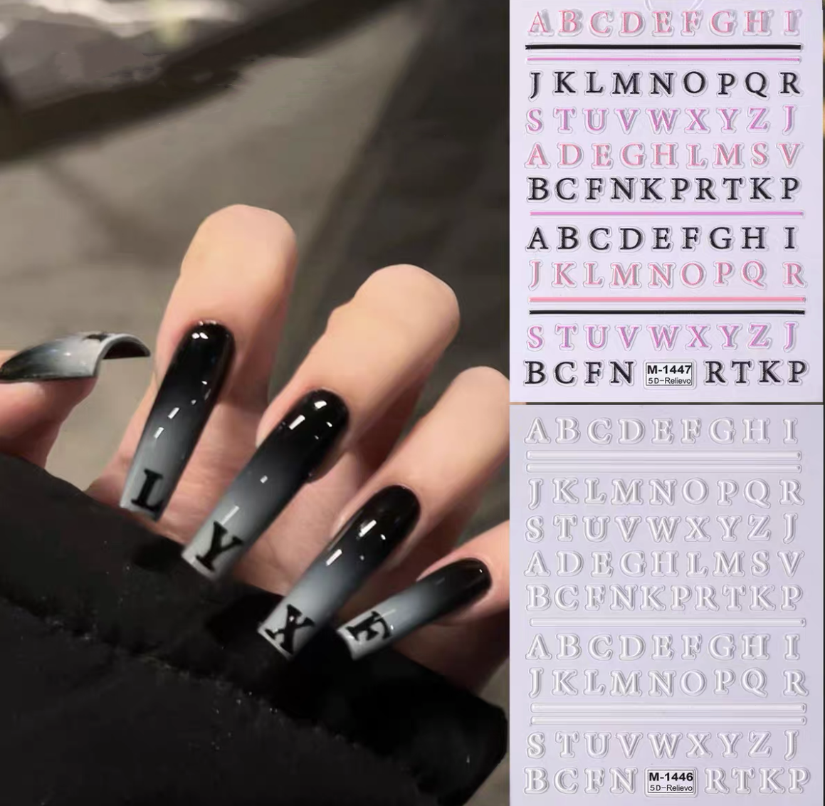 Decorated With Letter Nail Stickers