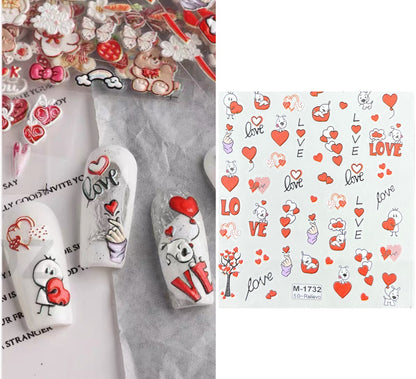 Decorated with Heart-shaped Nail Stickers