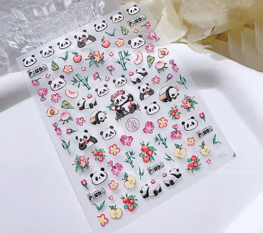 5D Panda Series Nail Sticker Decoration