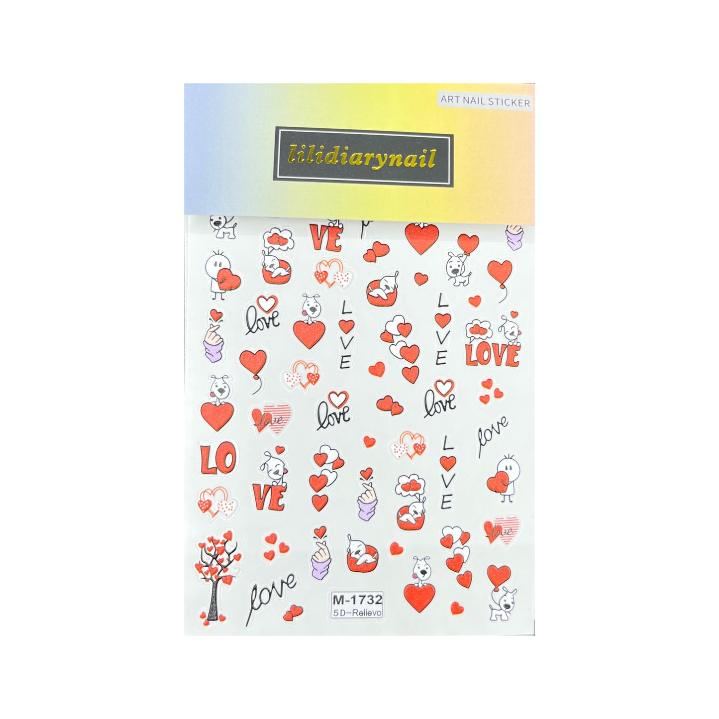 Decorated with Heart-shaped Nail Stickers