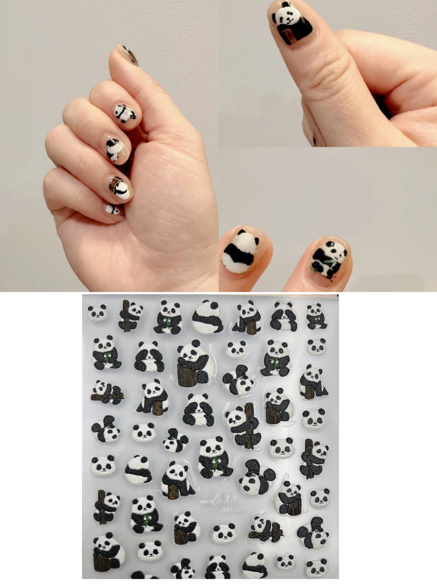 5D Panda Series Nail Sticker Decoration