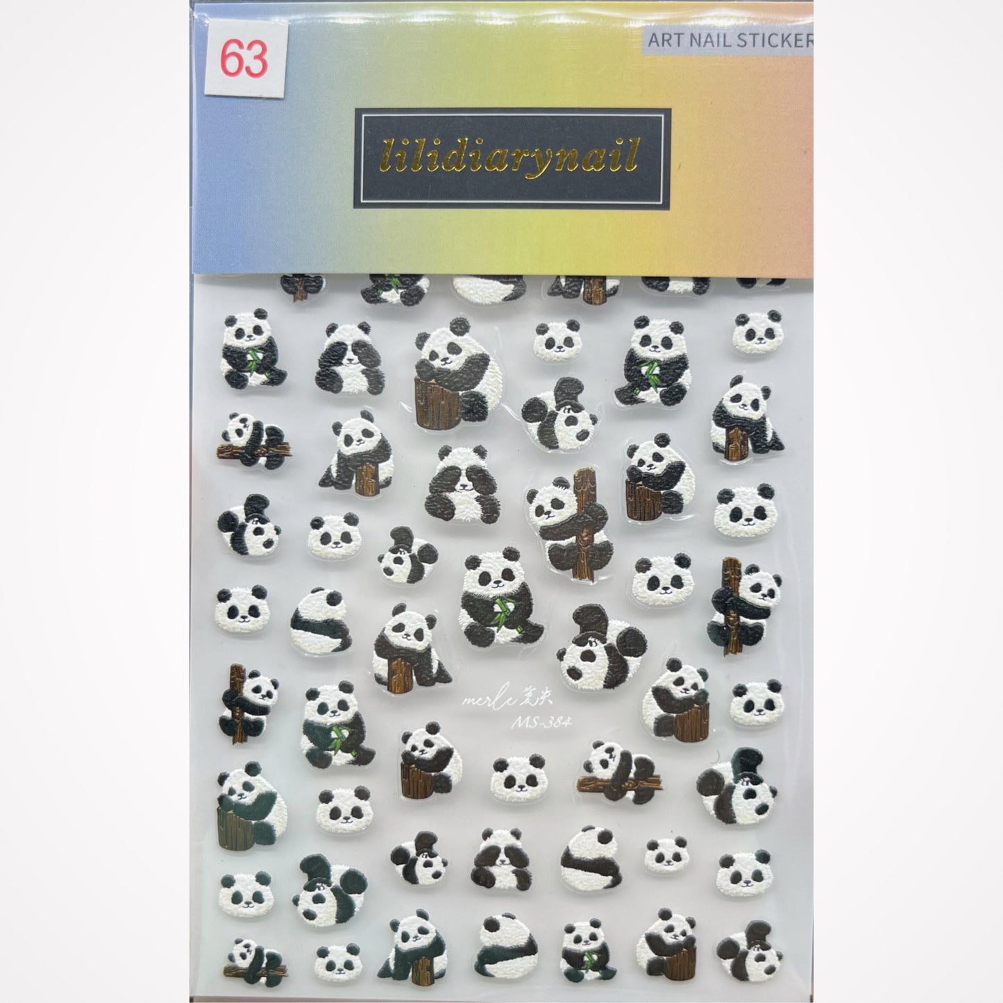 5D Panda Series Nail Sticker Decoration