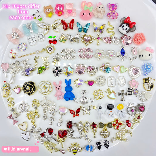 【D03】Mix  Nail Art DIY Charms - Buy 100 pcs Get 12 pcs K9  Rhinestone  Free