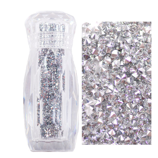 【P12】1.1mm Tiny Point  Bottom Glass Diamond For Nail Art DIY -1 Bottle