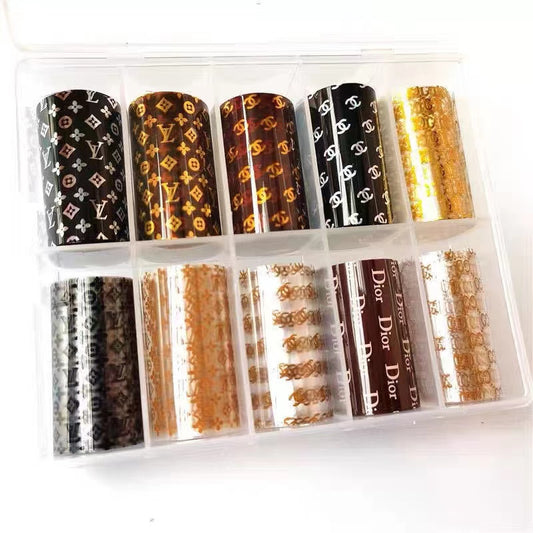 【D07】Nail Foil Transfer Sticker Set 10 Sheets（NEW）