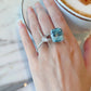 【R19】Faux Seagull Blue Diamond Ring - Size Adjustable